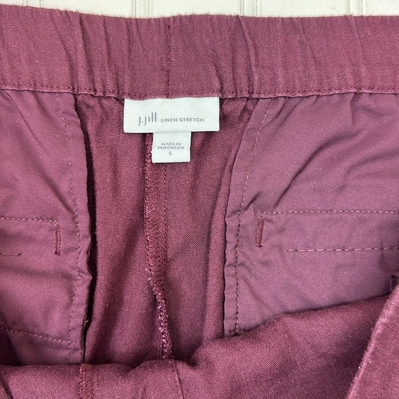 J. Jill linen stretch burgundy flat front crop pants L - Picture 6 of 12
